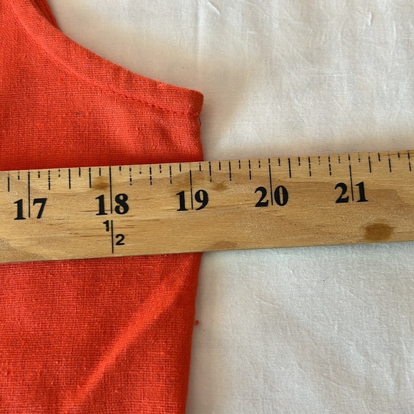 Women Top 100% Cotton Sleeveless Coat Collar Orange Button Down Fitted T… - Picture 8 of 10